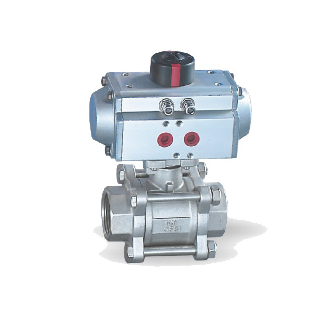 Three piece internal thread pneumatic ball valve